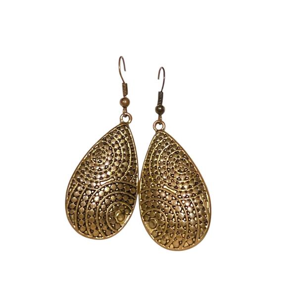 GOLD TEAR DROP EARRINGS - Picture 2 of 3